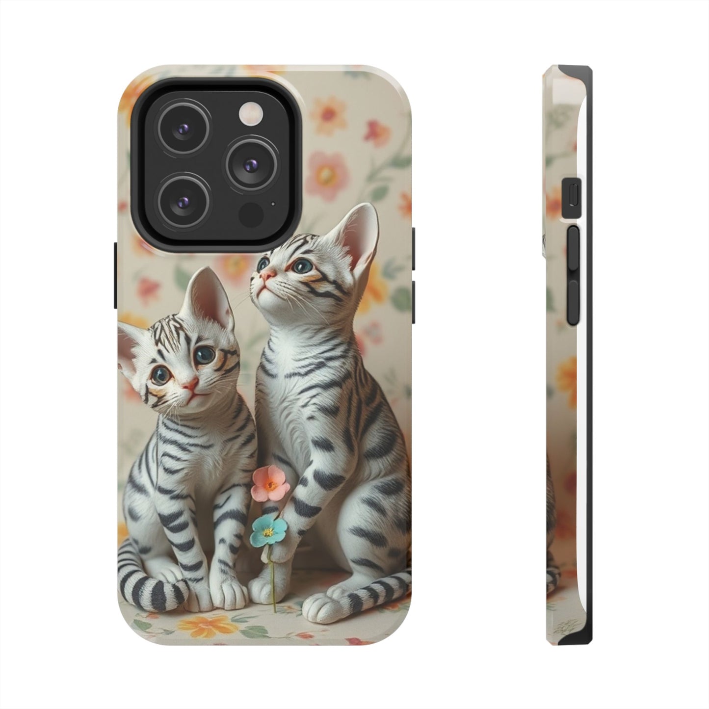 Kittens-n-Flowers Impact-Resistant Phone Case