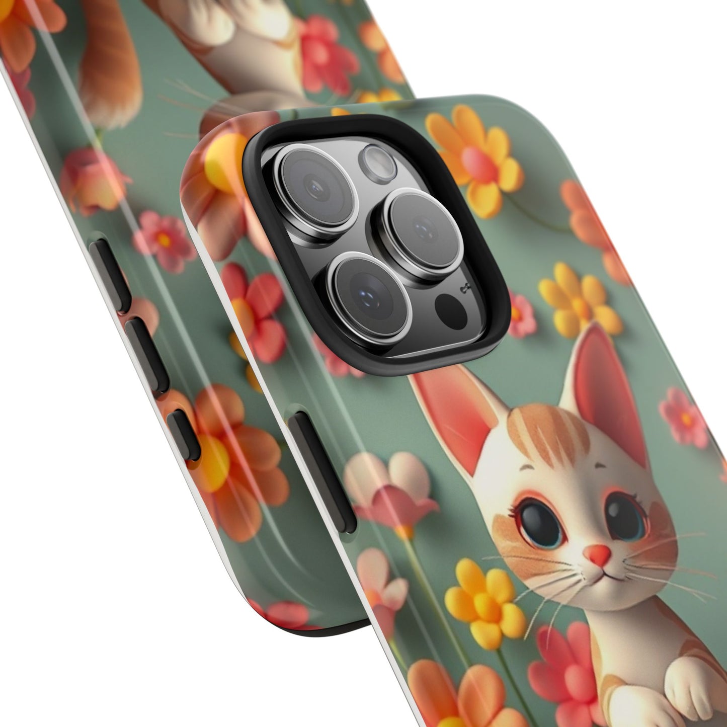 Kittens-n-Flowers Impact-Resistant Phone Case