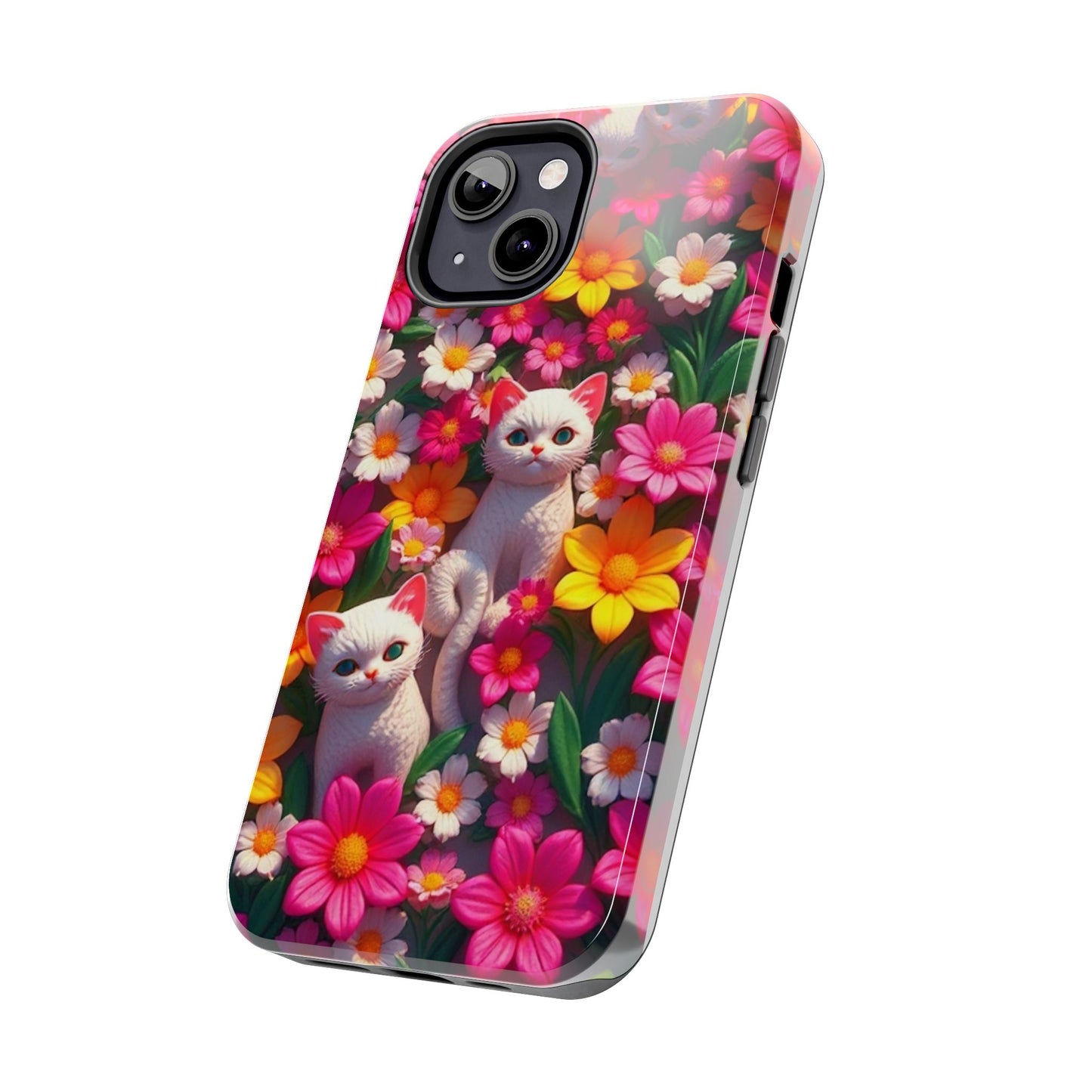 Kittens-n-Flowers Impact-Resistant Phone Case