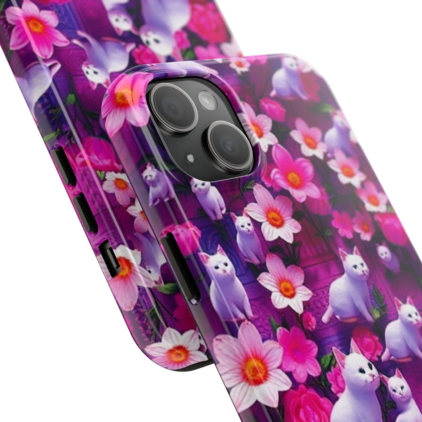 Kittens-n-Flowers Impact-Resistant Phone Case