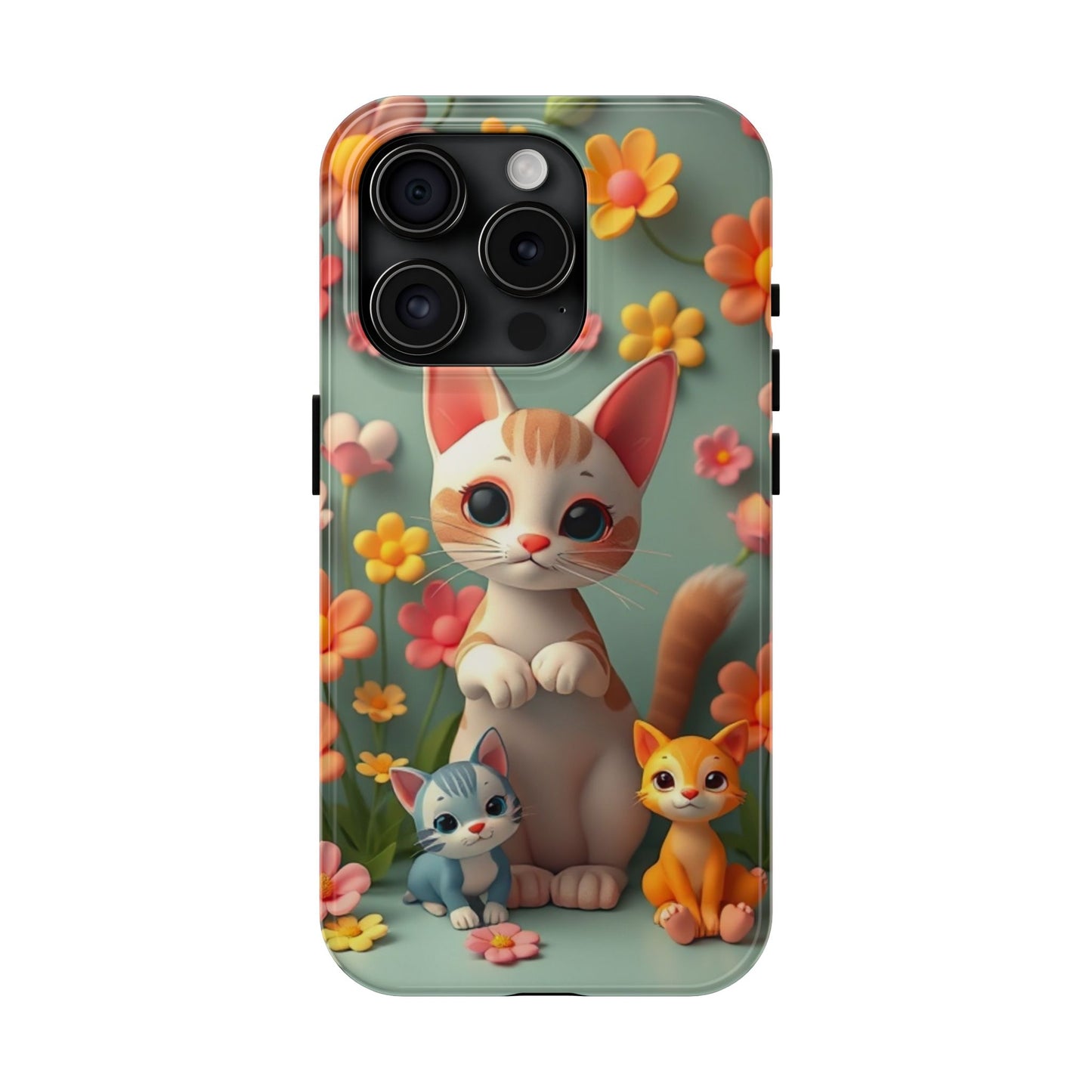 Kittens-n-Flowers Impact-Resistant Phone Case