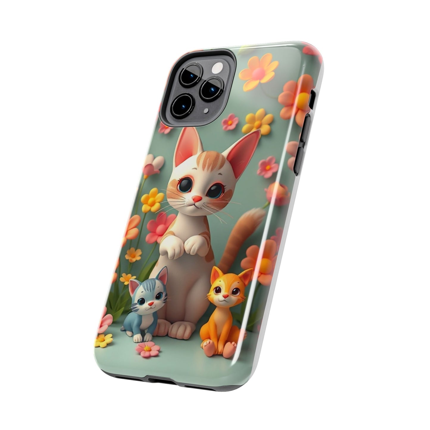 Kittens-n-Flowers Impact-Resistant Phone Case