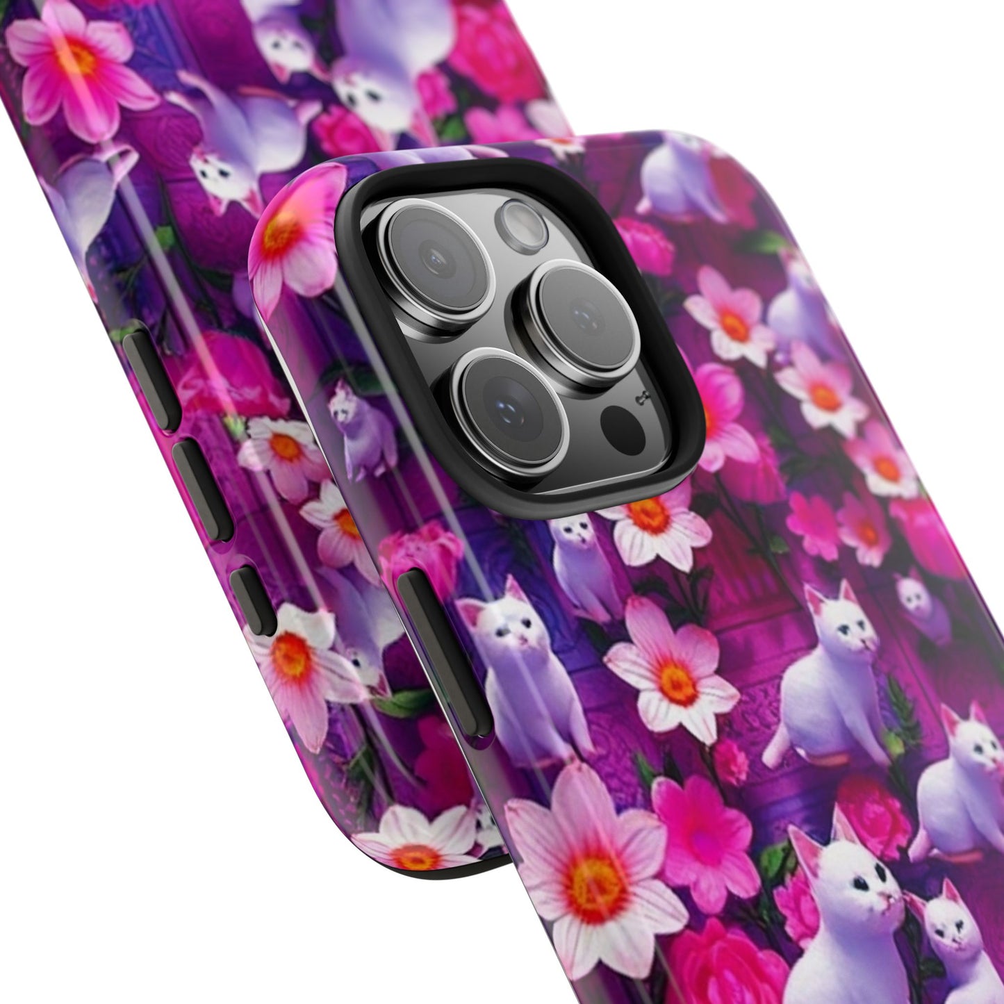 Kittens-n-Flowers Impact-Resistant Phone Case