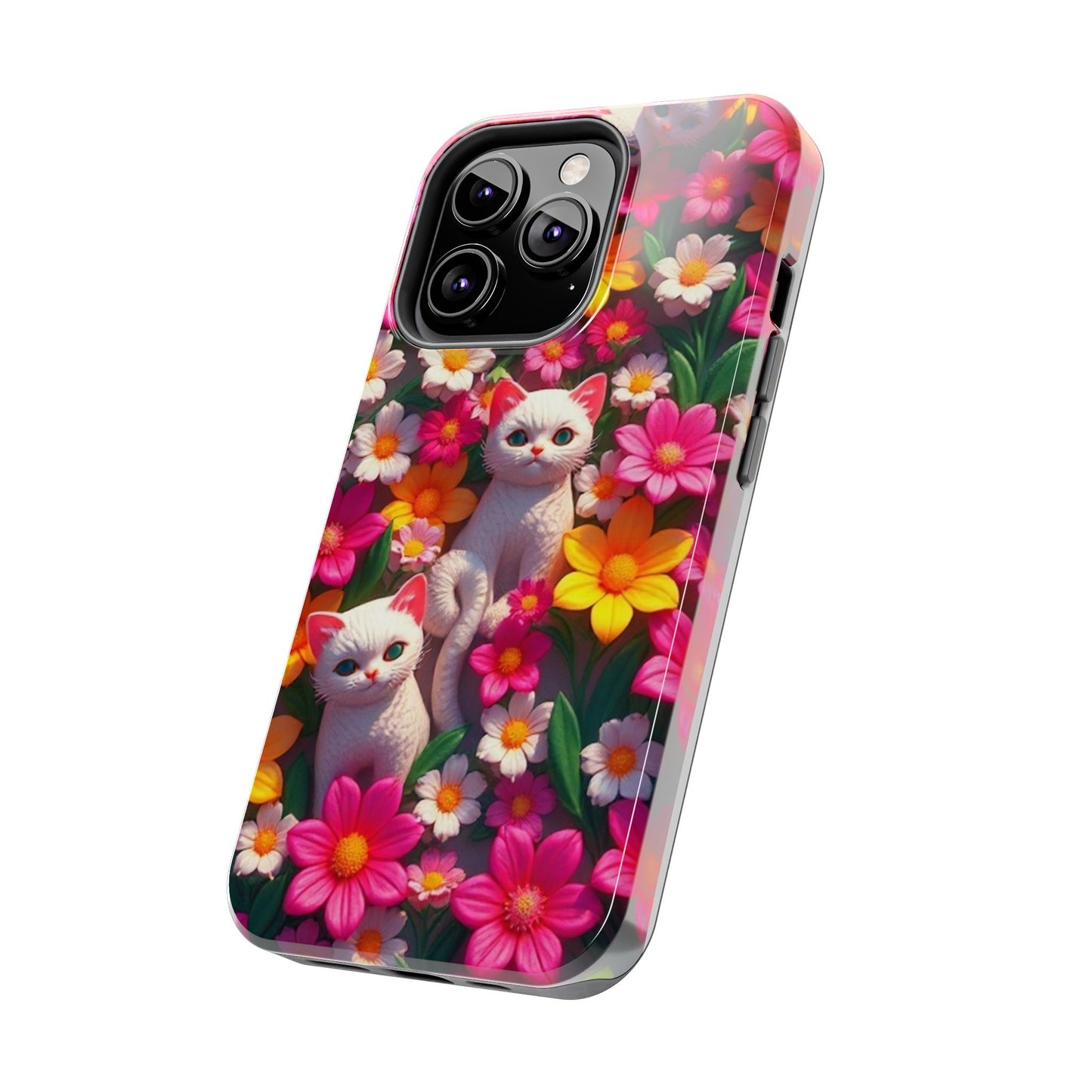 Kittens-n-Flowers Impact-Resistant Phone Case