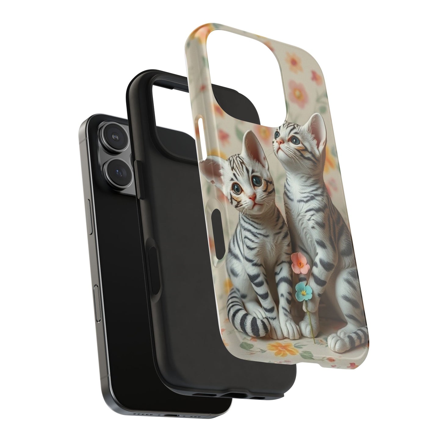 Kittens-n-Flowers Impact-Resistant Phone Case