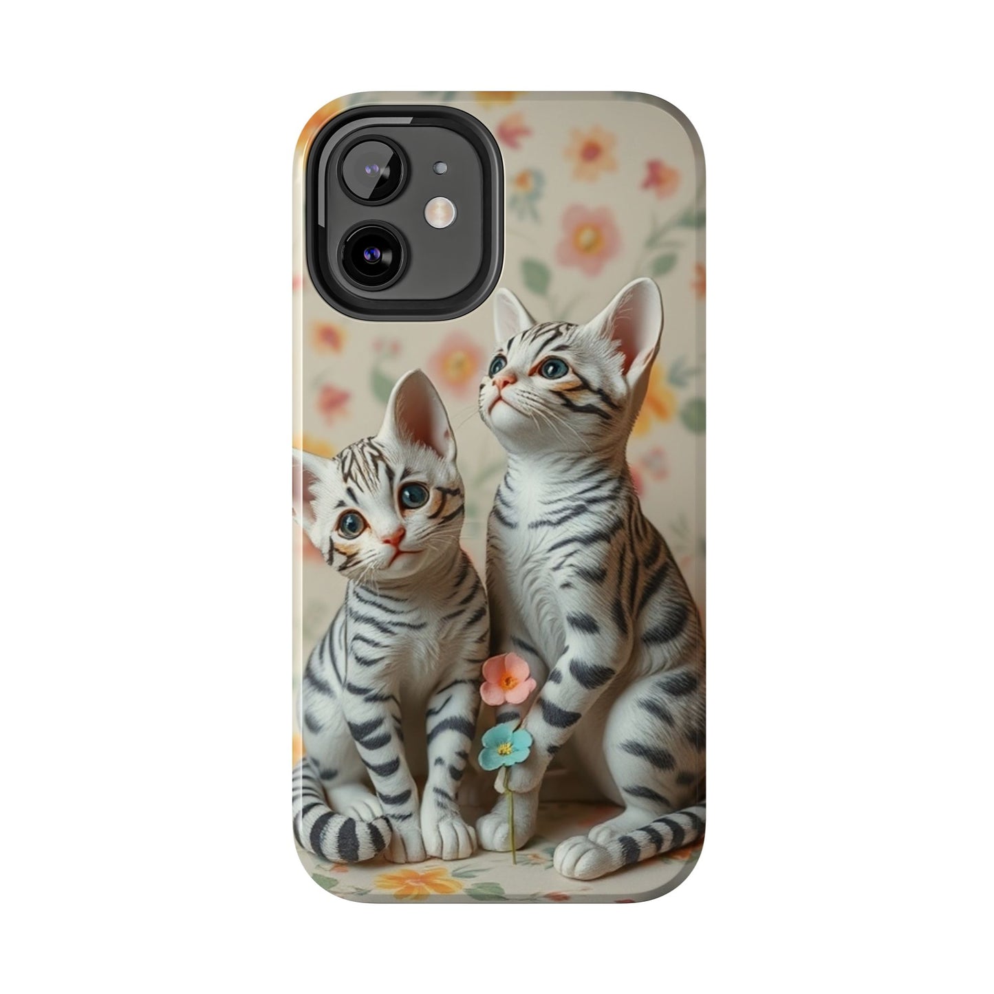 Kittens-n-Flowers Impact-Resistant Phone Case