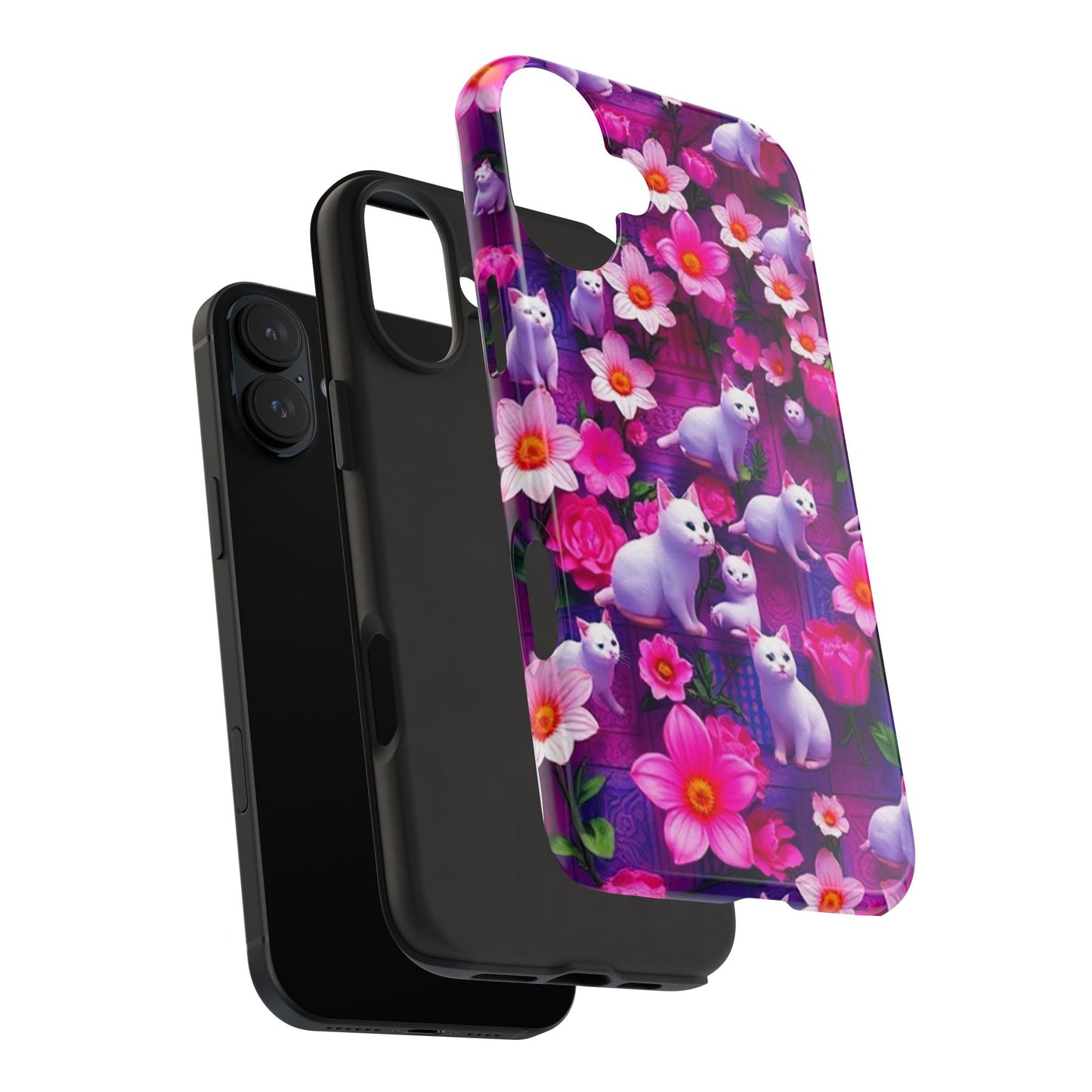 Kittens-n-Flowers Impact-Resistant Phone Case