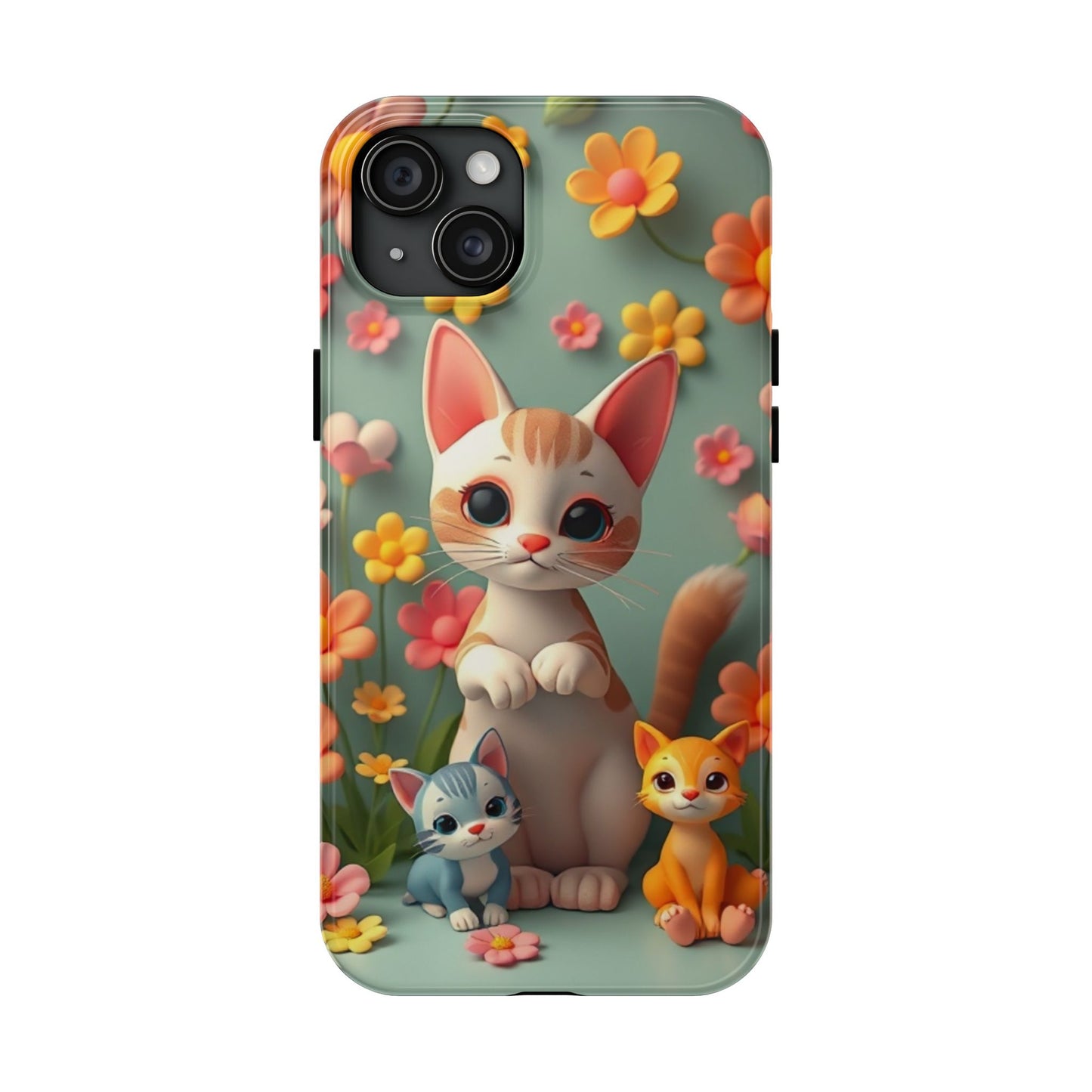 Kittens-n-Flowers Impact-Resistant Phone Case