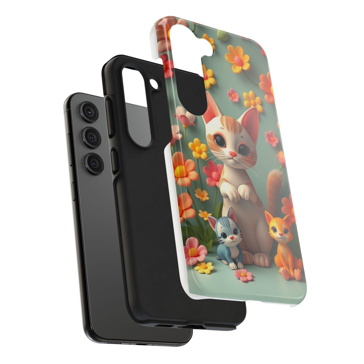 Kittens-n-Flowers Impact-Resistant Phone Case