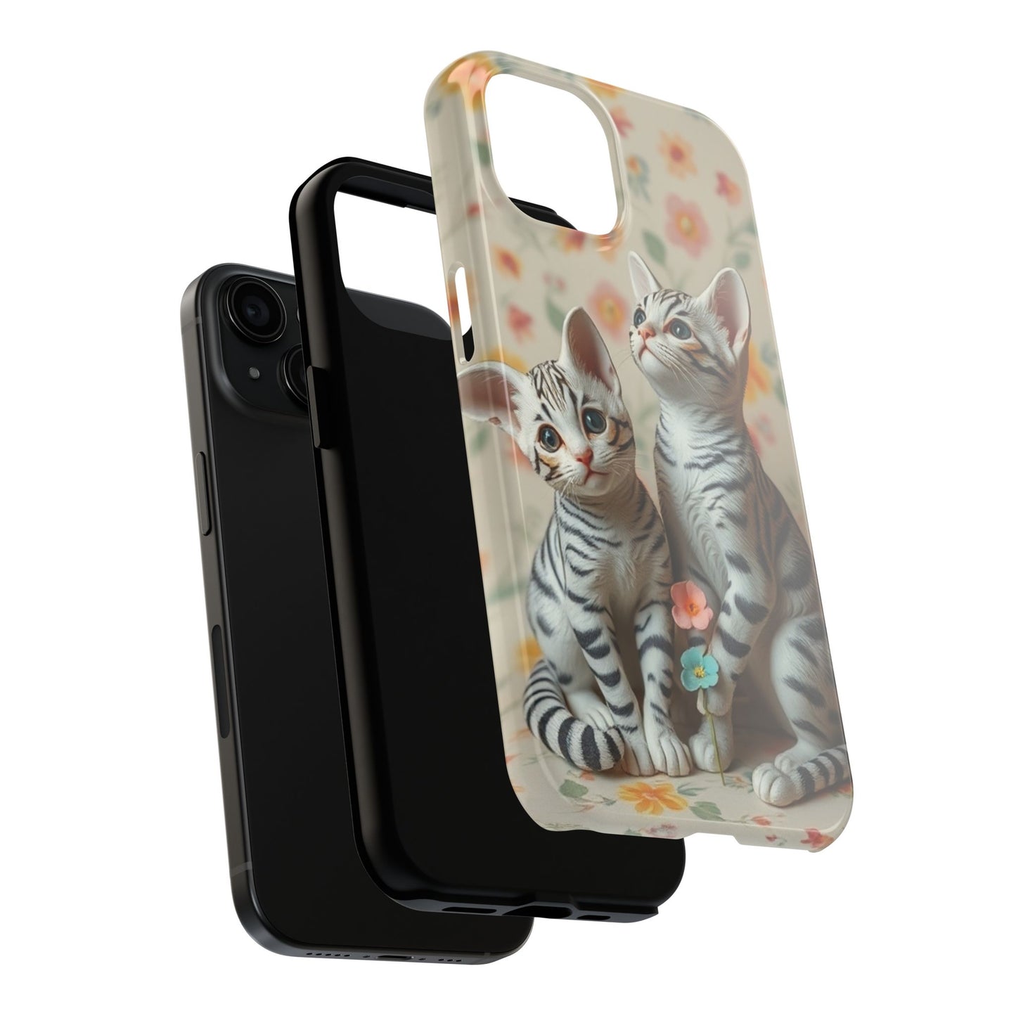 Kittens-n-Flowers Impact-Resistant Phone Case