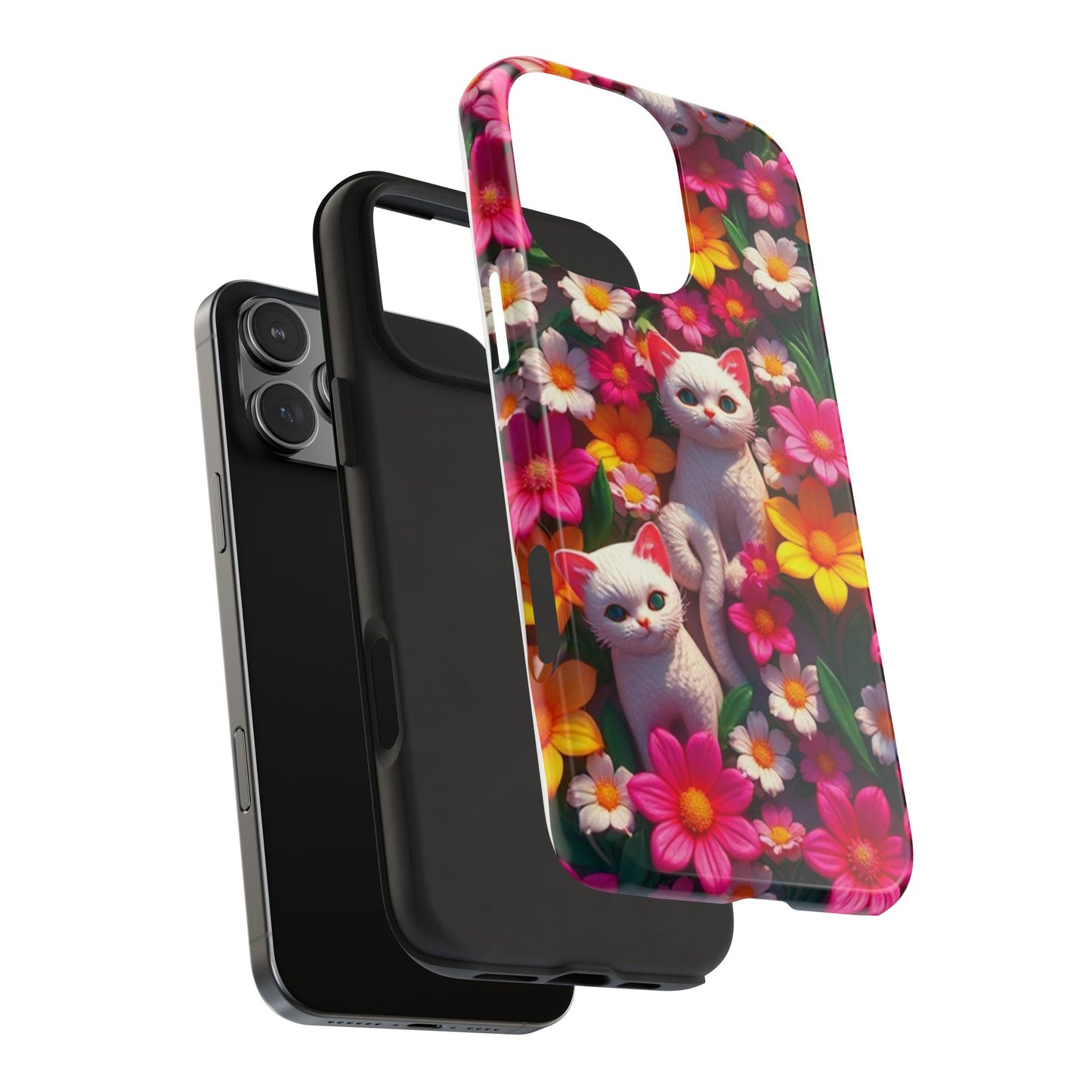 Kittens-n-Flowers Impact-Resistant Phone Case