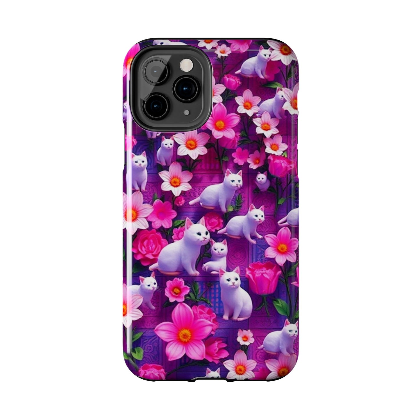 Kittens-n-Flowers Impact-Resistant Phone Case