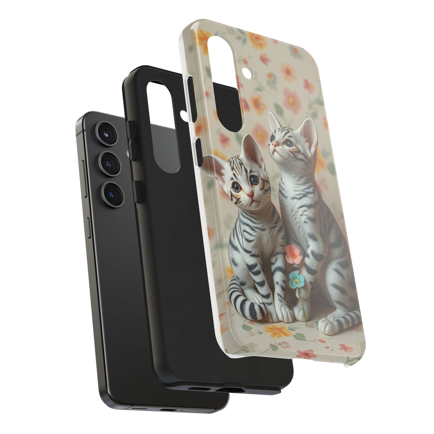 Kittens-n-Flowers Impact-Resistant Phone Case