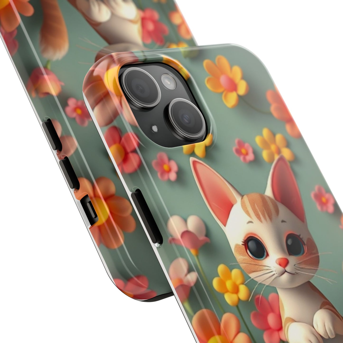 Kittens-n-Flowers Impact-Resistant Phone Case