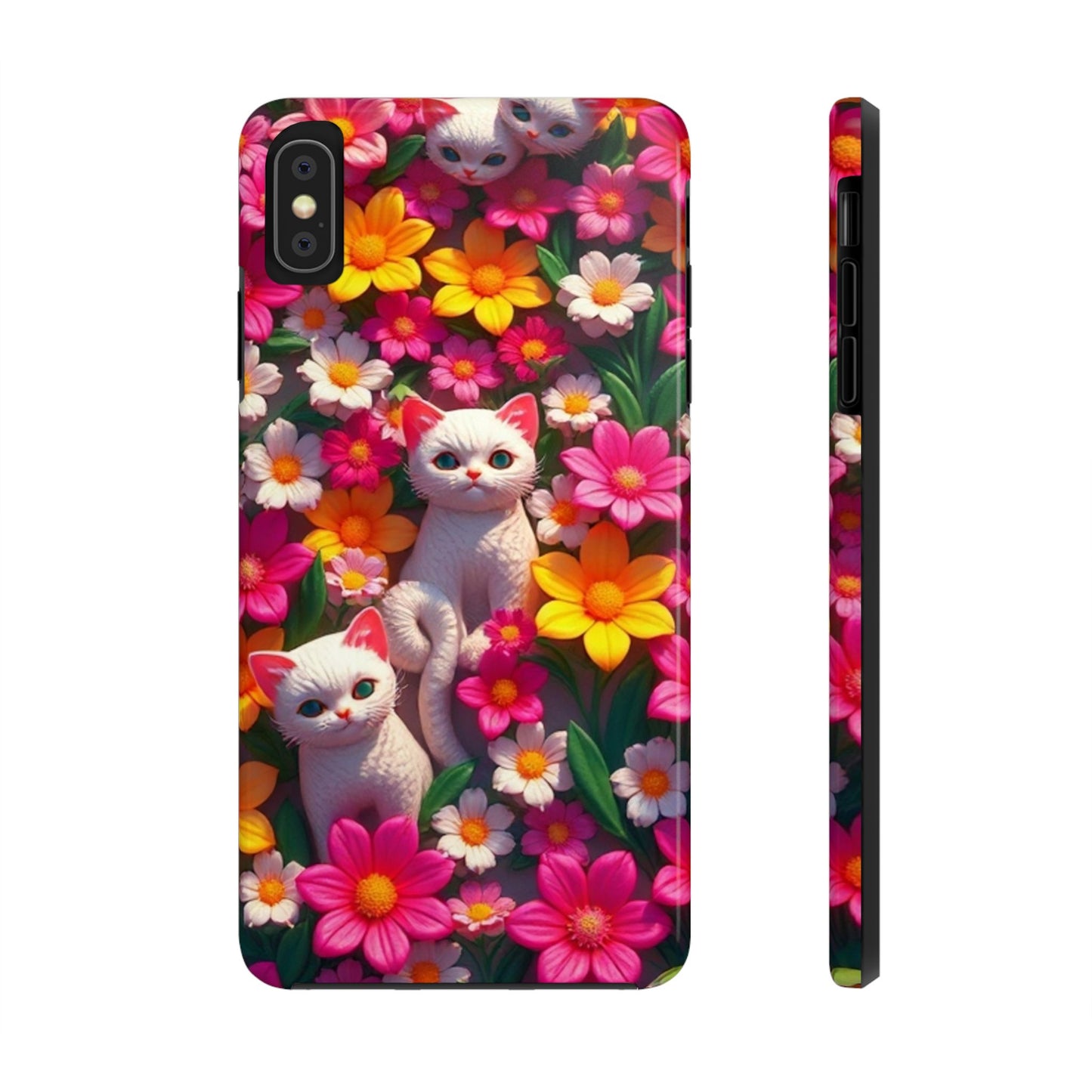 Kittens-n-Flowers Impact-Resistant Phone Case