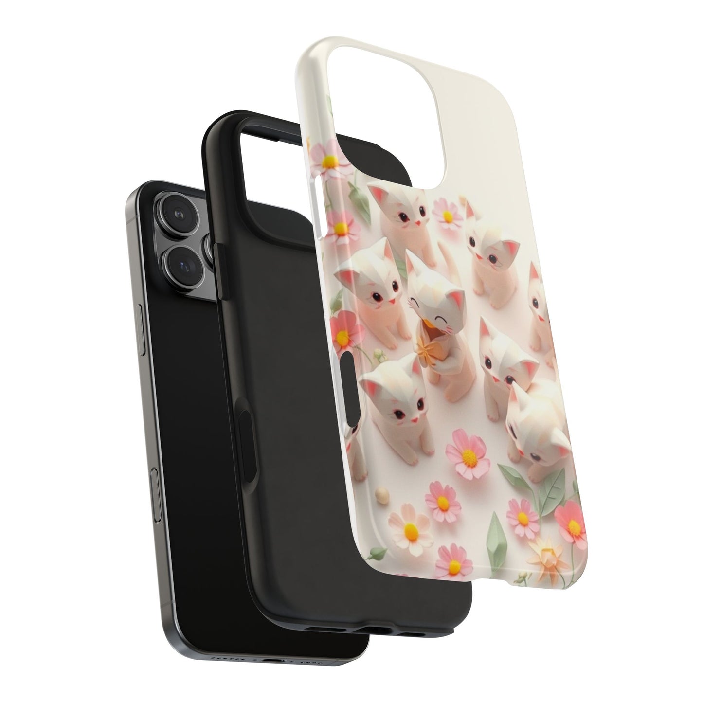 Kittens-n-Flowers Impact-Resistant Phone Case