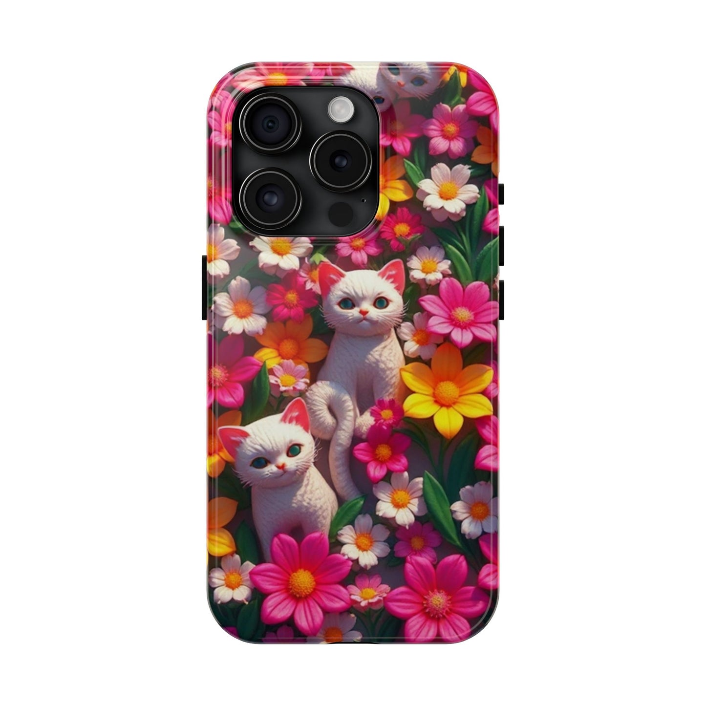 Kittens-n-Flowers Impact-Resistant Phone Case