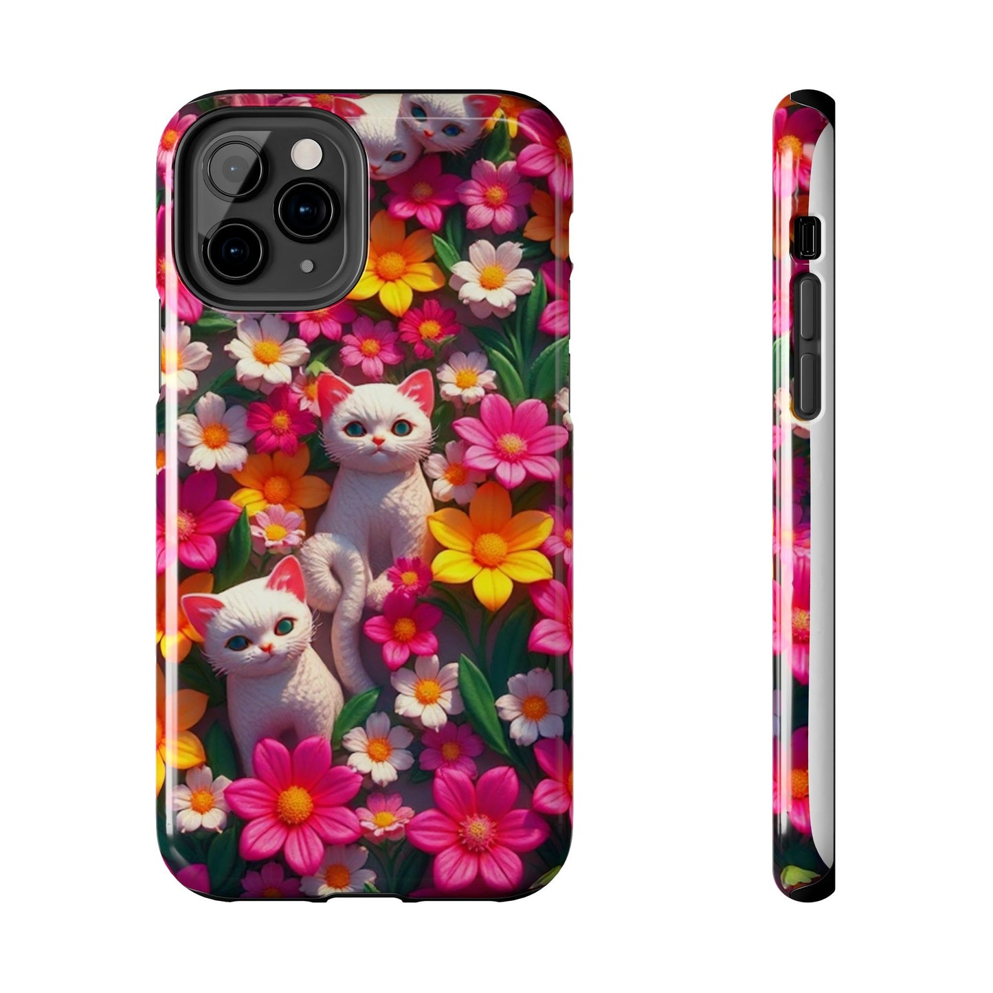 Kittens-n-Flowers Impact-Resistant Phone Case