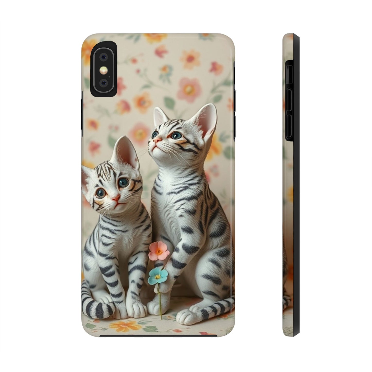 Kittens-n-Flowers Impact-Resistant Phone Case