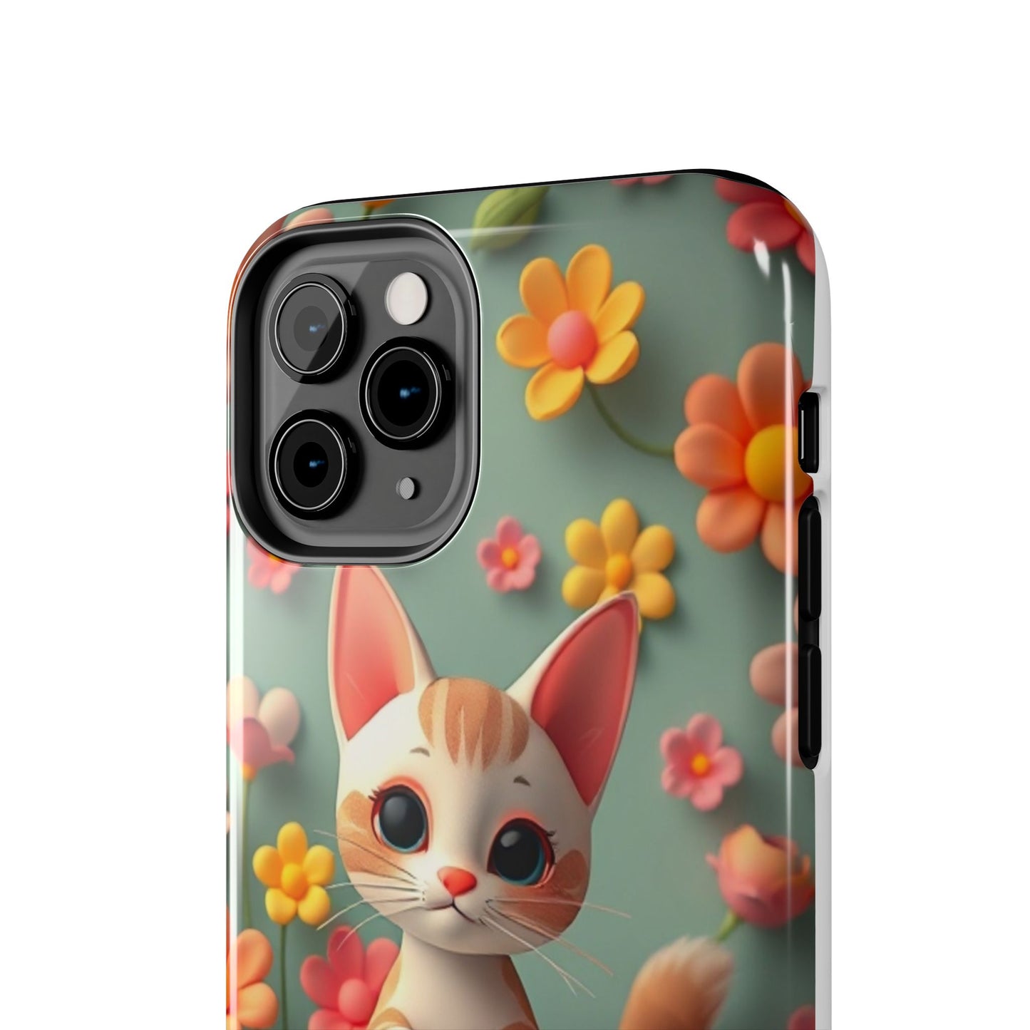 Kittens-n-Flowers Impact-Resistant Phone Case