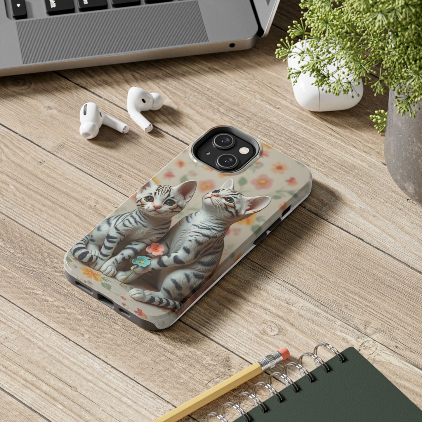 Kittens-n-Flowers Impact-Resistant Phone Case