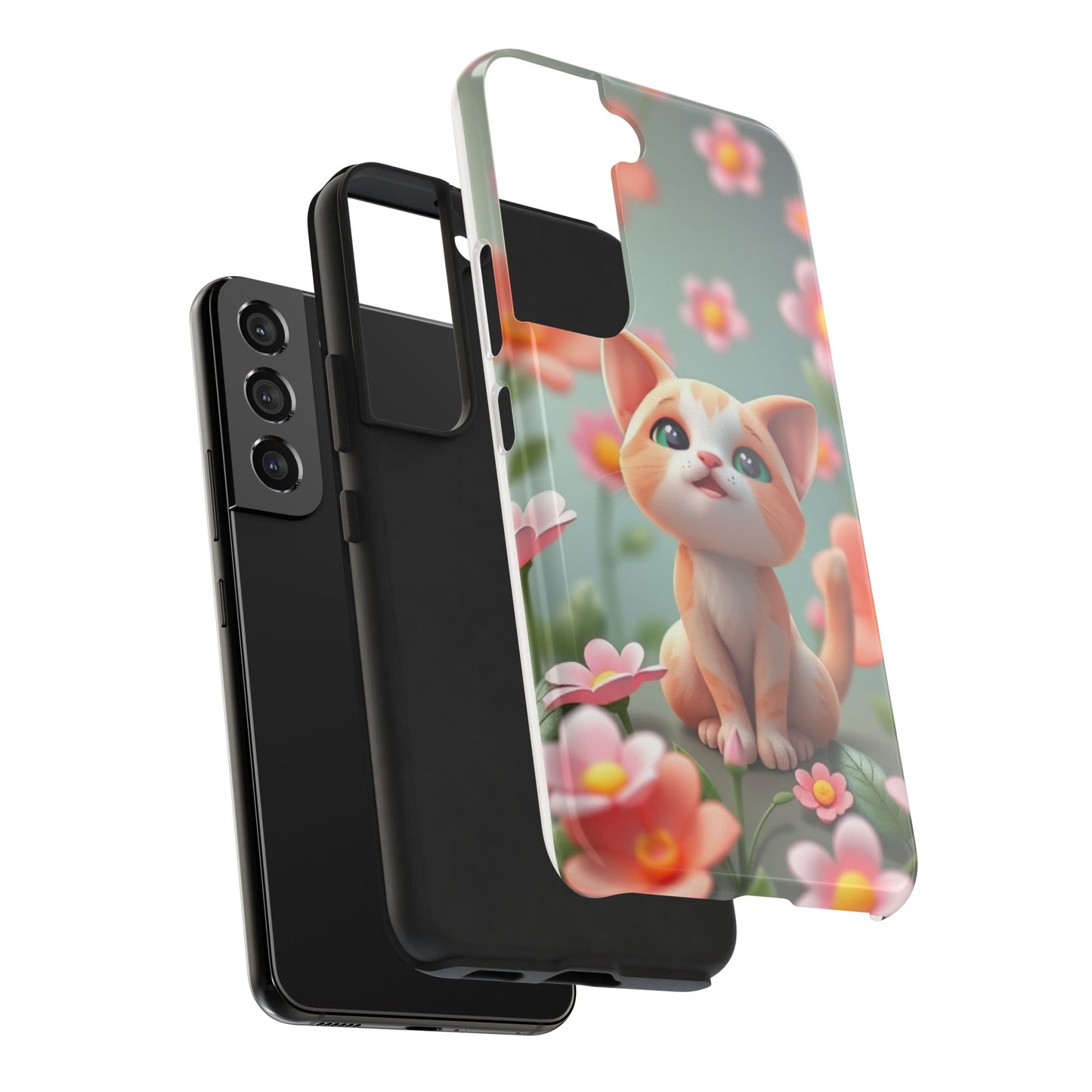 Kittens-n-Flowers Impact-Resistant Phone Case