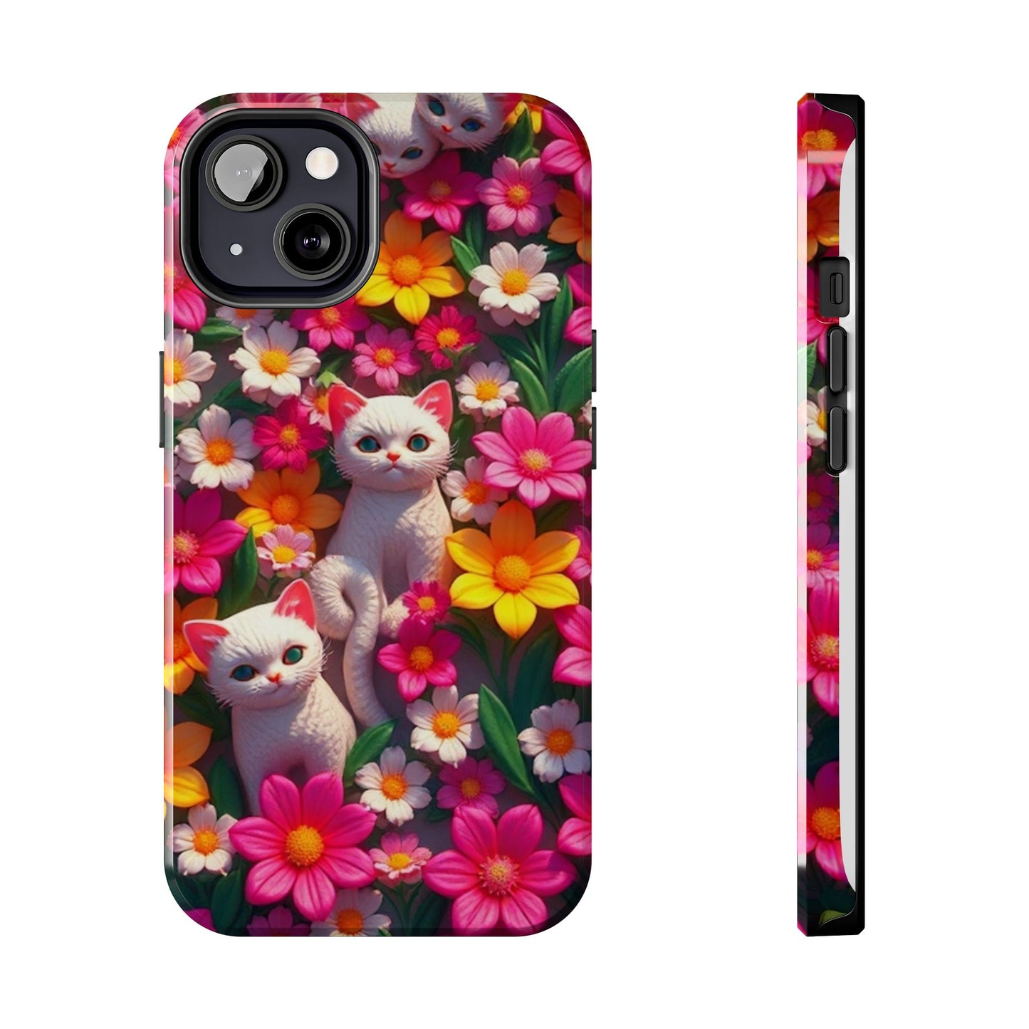 Kittens-n-Flowers Impact-Resistant Phone Case