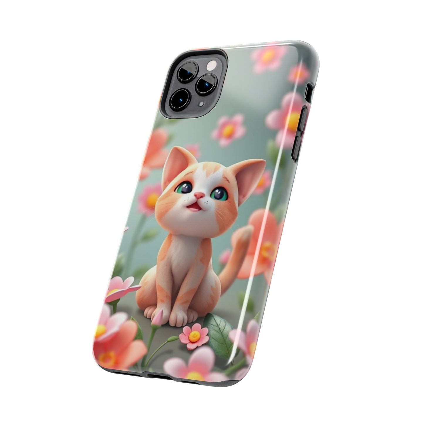 Kittens-n-Flowers Impact-Resistant Phone Case