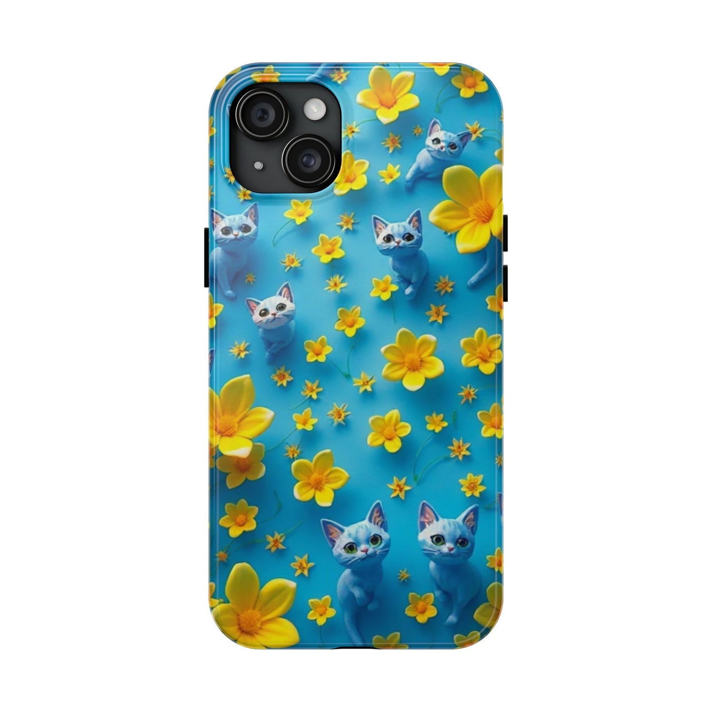 Kittens-n-Flowers Impact-Resistant Phone Case