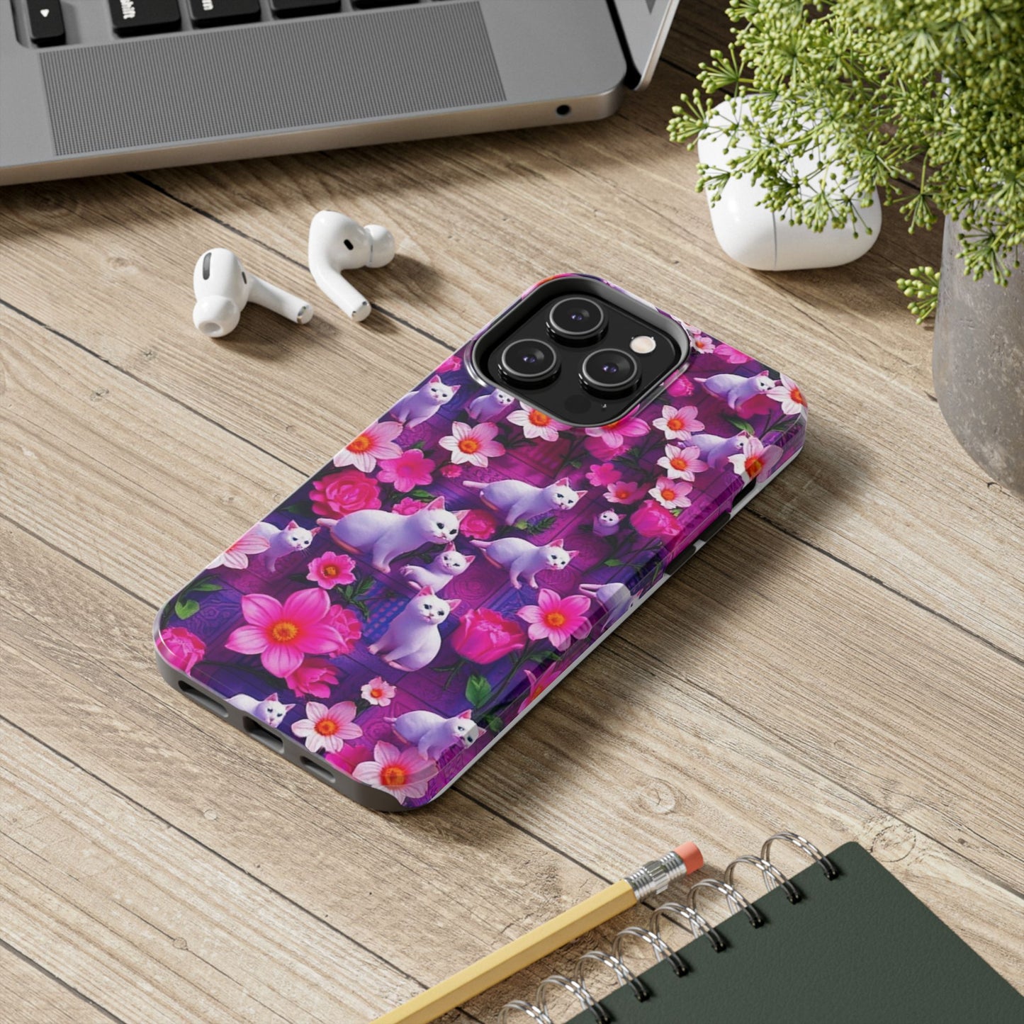 Kittens-n-Flowers Impact-Resistant Phone Case