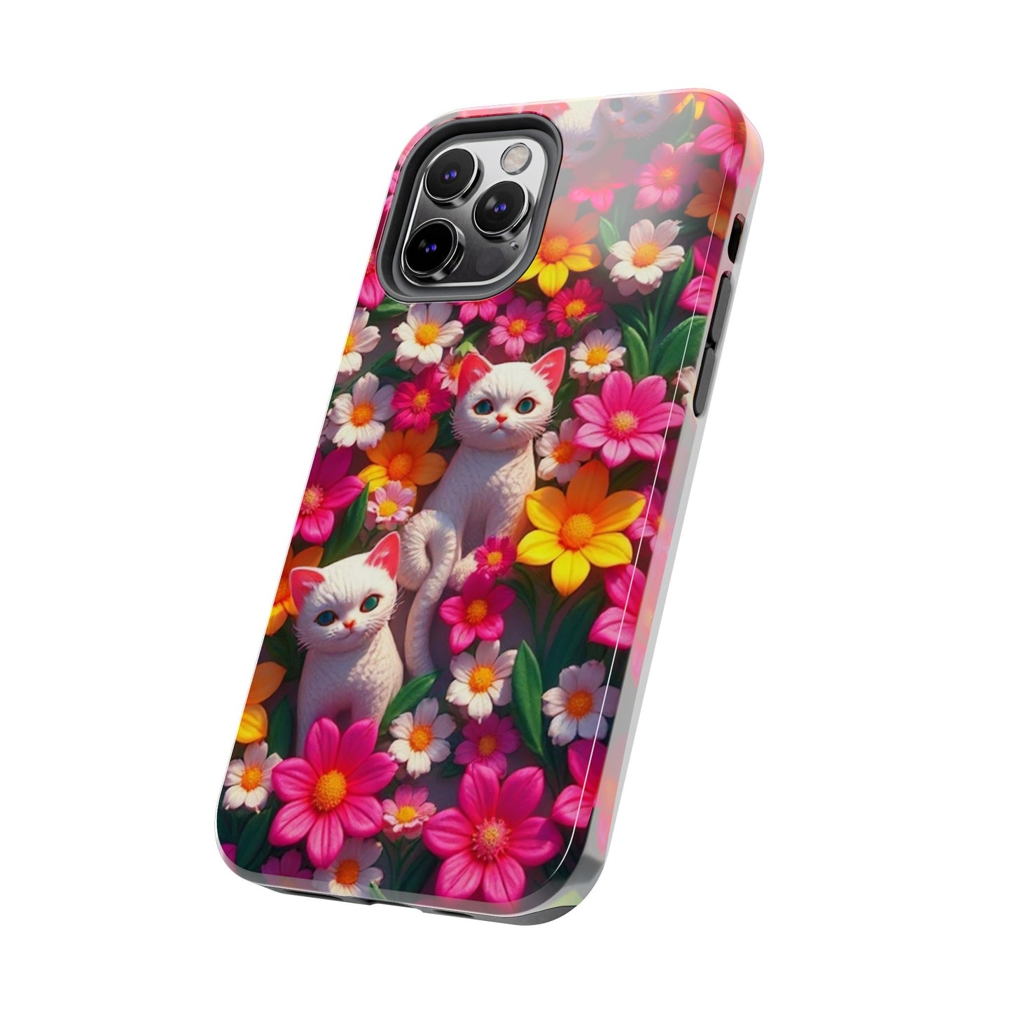 Kittens-n-Flowers Impact-Resistant Phone Case