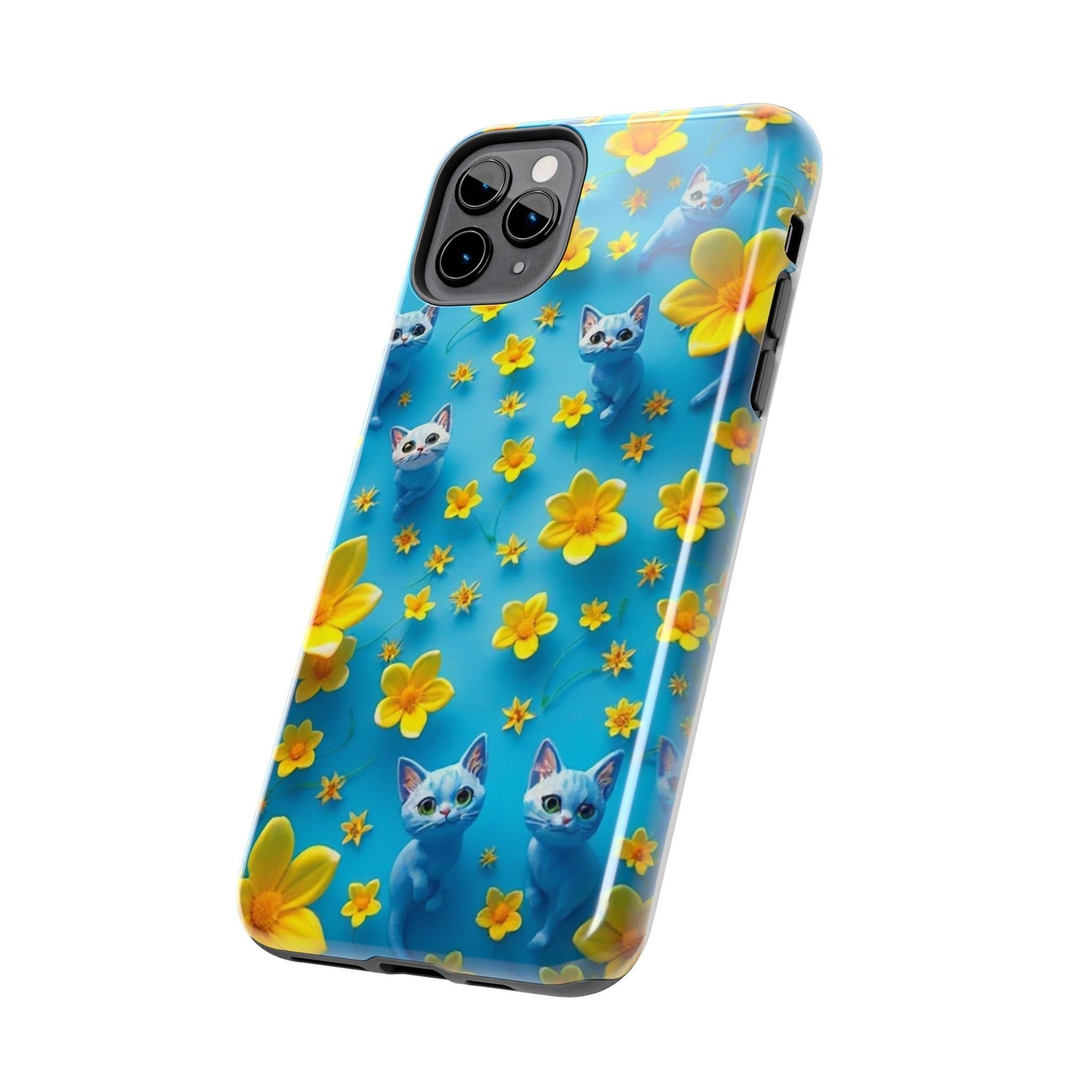 Kittens-n-Flowers Impact-Resistant Phone Case