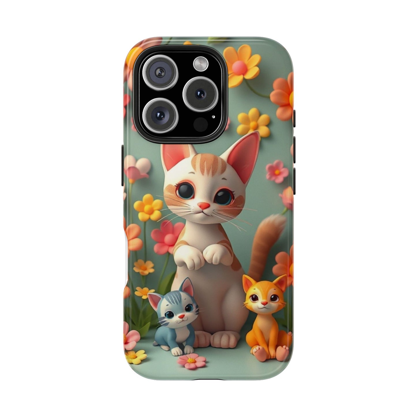 Kittens-n-Flowers Impact-Resistant Phone Case